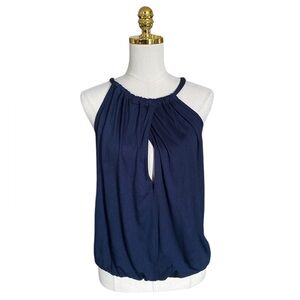 Trina Turk 'Imma' Sleeveless Jersey Halter Top, Navy Blue Size S